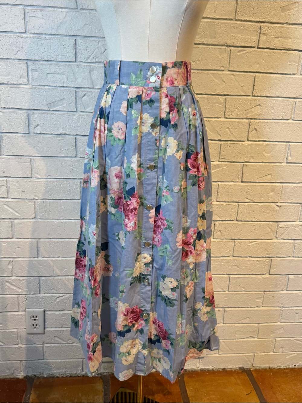 Vintage 80s 90s Fritzi 100% Cotton Floral Cottage Midi Skirt Women’s XS/S